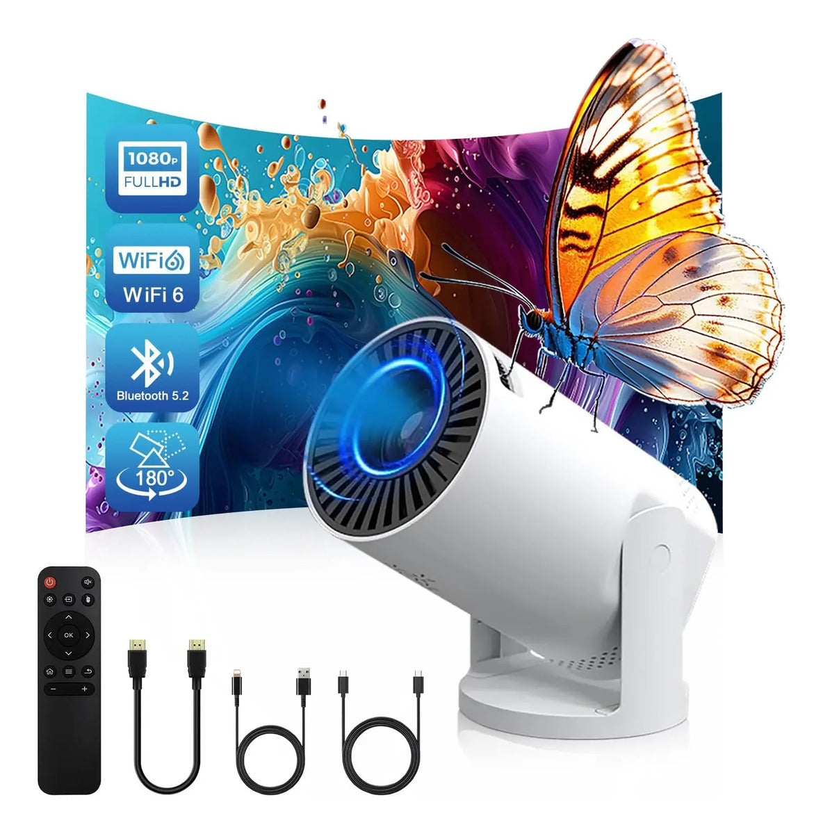 Proyector Inalámbrico 4k 1080p Pantalla De 17 A 130 Pulgadas